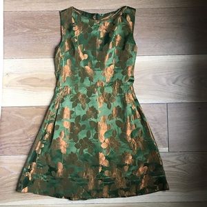 Vintage handmade green gold party dress